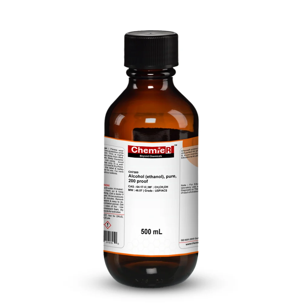 Alcohol (Ethanol), Pure, 200 Proof, USP/ACS Grade