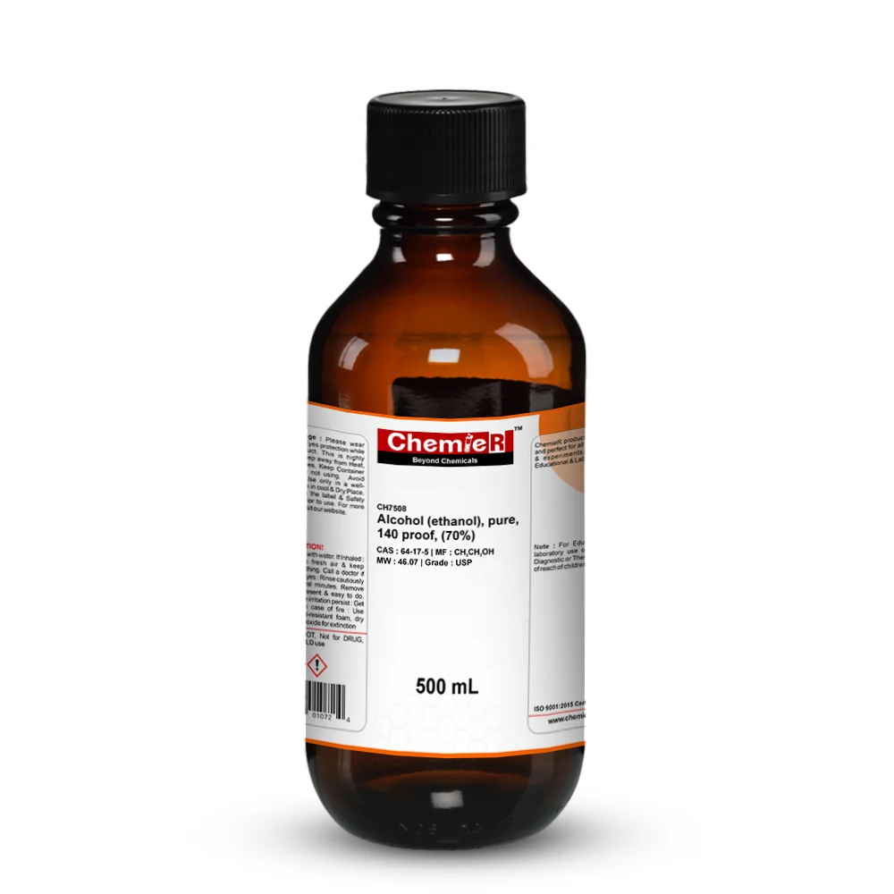 Alcohol (Ethanol), Pure, 140 Proof, (70%) USP